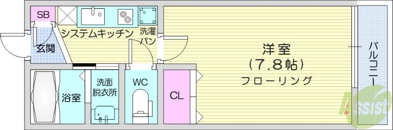 SOLA福田町(1K/3階)の間取り写真