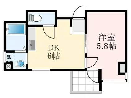 ヴィーブル桐山(1DK/4階)の間取り写真