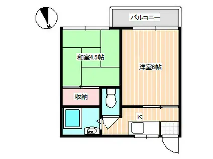 コスモハイツA(2K/2階)の間取り写真