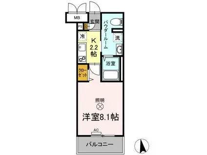 フォレスタ岡山医大南(1K/4階)の間取り写真