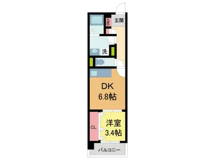 レゾナンス西宮北口(1DK/5階)の間取り写真