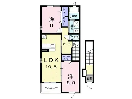 リマージュ・ケイ(2LDK/2階)の間取り写真
