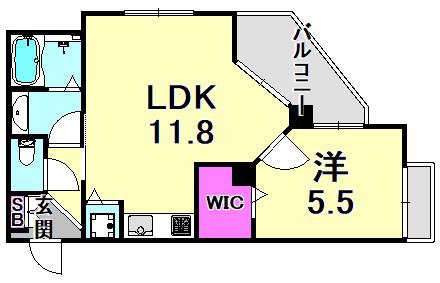 阪急神戸線 西宮北口駅 徒歩3分 3階建 築24年(1LDK/1階)の間取り写真