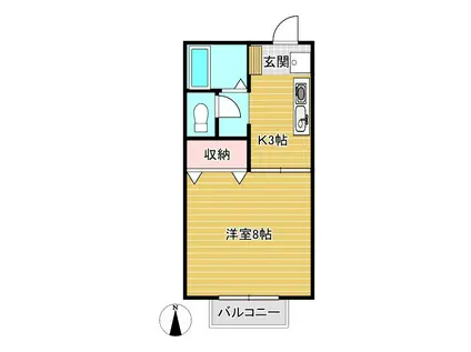ヴェルドール(1K/2階)の間取り写真