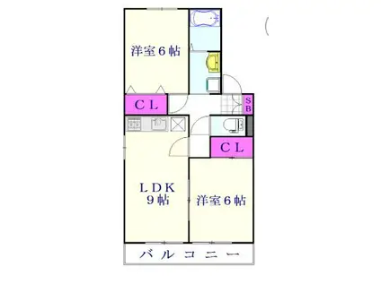 リバーハイム(2LDK/2階)の間取り写真