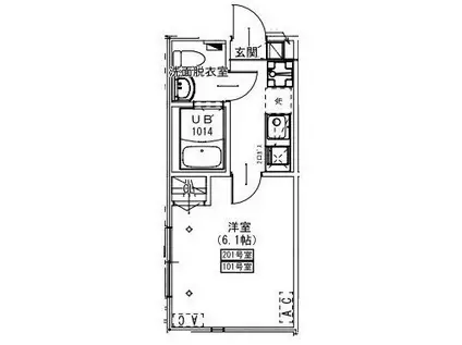 KEIAI RESIDENCE 新検見川(1K/2階)の間取り写真
