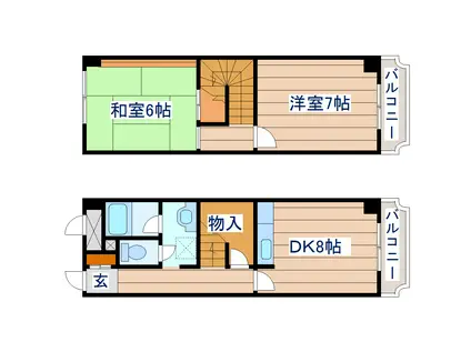 フェリシア小田原マンション(2DK/6階)の間取り写真