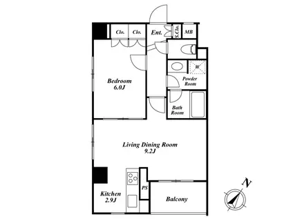 スペーシア三軒茶屋弐番館(1LDK/5階)の間取り写真