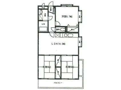 フェアリー城南(3LDK/3階)の間取り写真