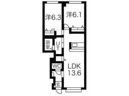 シャーメゾンクラヴィエ(2LDK/1階)の間取り写真