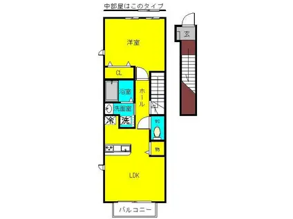 エクレラージュAB(1LDK/2階)の間取り写真