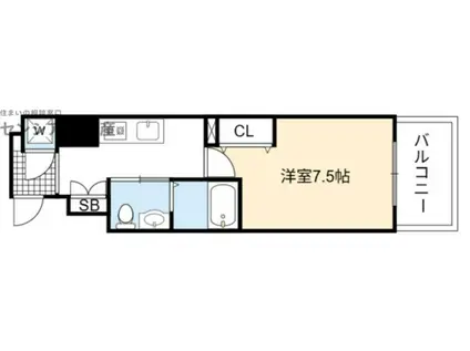 レジュールアッシュ京橋CROSSII(1K/9階)の間取り写真