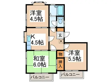 ペアシティーすみよし台A棟(3K/2階)の間取り写真