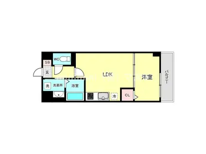 リアライズ今里南(1LDK/3階)の間取り写真