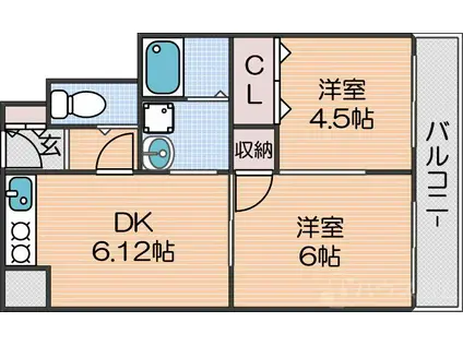 ニュー北加賀屋(2DK/9階)の間取り写真