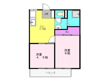 ハイツ斉藤(2DK/2階)の間取り写真