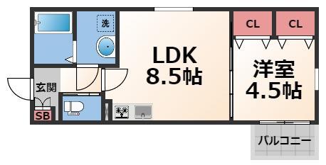 コラッジオ衣摺(1LDK/2階)の間取り写真