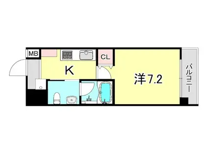 リアンジェ兵庫本町(1K/6階)の間取り写真