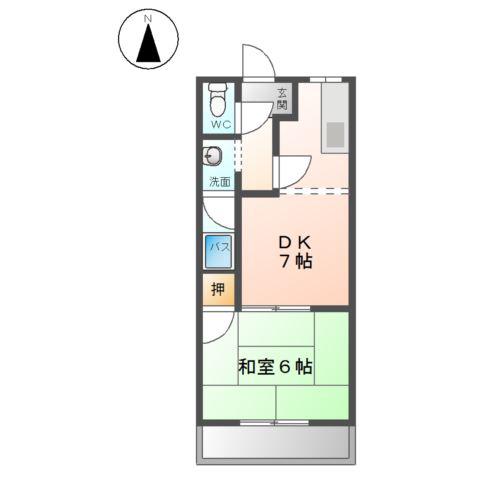 レジデンス大島(1DK/2階)の間取り写真