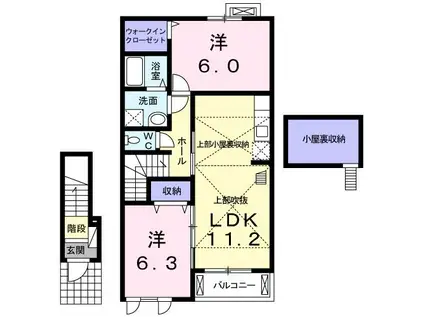 ペスカ・トーレ(2LDK/2階)の間取り写真