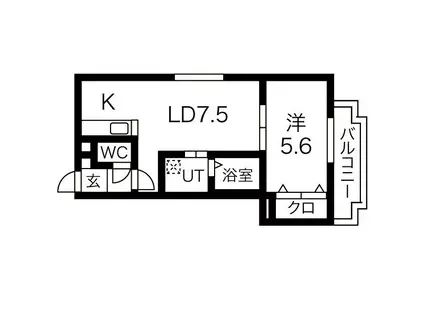 GLASS MARE西町(1LDK/4階)の間取り写真