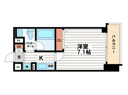 ディオレ・クレスト東心斎橋(1K/3階)の間取り写真