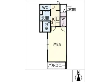 RELENT 矢田(1K/2階)の間取り写真