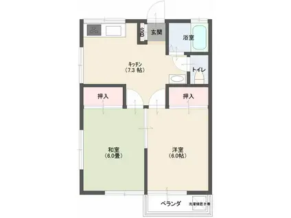 スタビリタ川奈(2DK/1階)の間取り写真