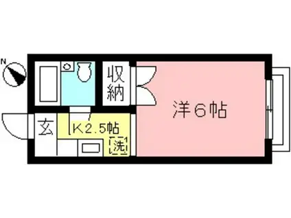 第2ヒカリハイツ(1K/1階)の間取り写真