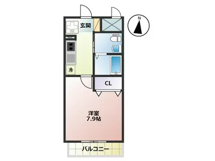 KT 2ND(1K/3階)の間取り写真
