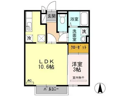 ヴィラージュ天祐館(1LDK/1階)の間取り写真