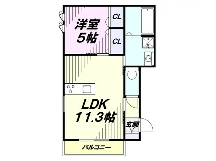 MONICA VERDE(1LDK/1階)の間取り写真