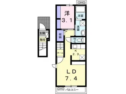 メゾン プラージュ I(1LDK/2階)の間取り写真