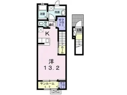 コーポ司(ワンルーム/2階)の間取り写真