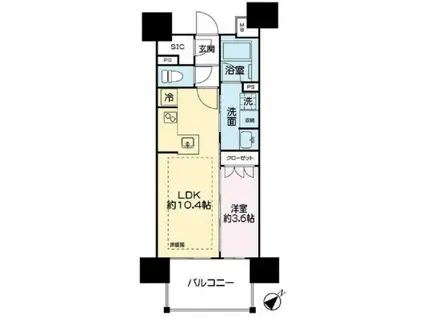 レーベン長岡天神CRESIST(1LDK/9階)の間取り写真