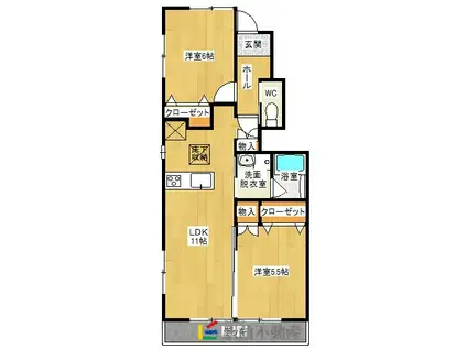 REVEI(2LDK/1階)の間取り写真