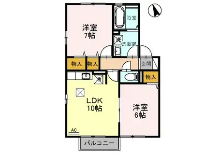 ウィンベル24A棟(2LDK/1階)の間取り写真