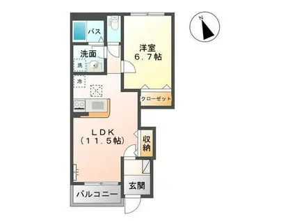 カナート(1LDK/1階)の間取り写真