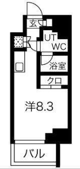 スパシエロッサ横浜吉野町(ワンルーム/9階)の間取り写真