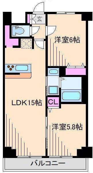 アソシエール大倉山(2LDK/4階)の間取り写真