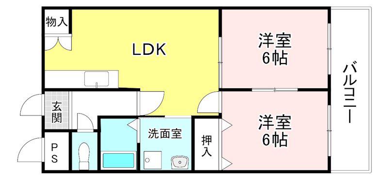 ドリーミィー(2LDK/4階)の間取り写真