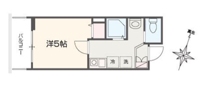 MELLAS武蔵浦和(1K/2階)の間取り写真
