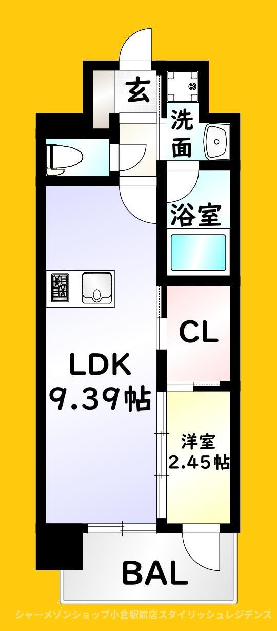 プレジデンス ざ 三萩野(1LDK/5階)の間取り写真
