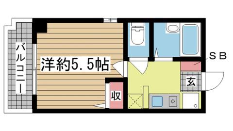 サンハウス御影本町(1K/5階)の間取り写真