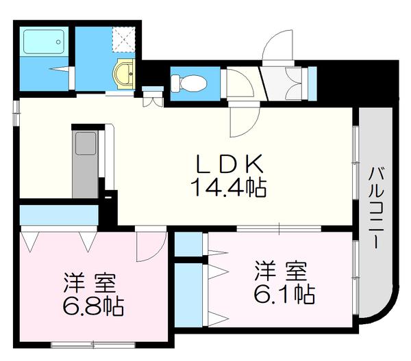 第26大光ハイツ(2LDK/2階)の間取り写真