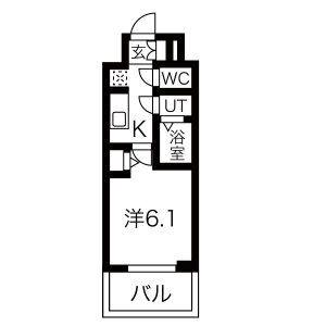 ファステート難波ラグジュ(1K/13階)の間取り写真