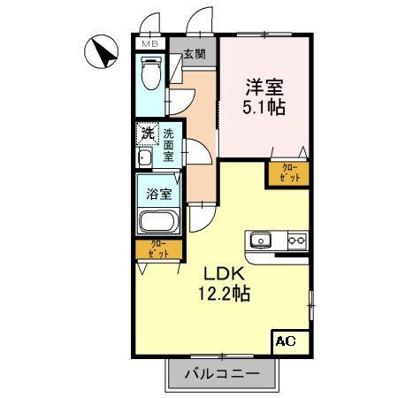 レオントポディウムII番館(1LDK/2階)の間取り写真