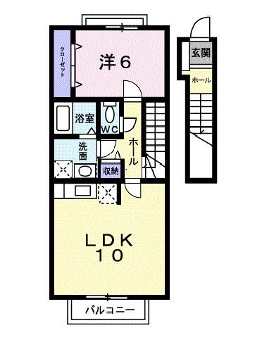 エクセレント野田(1LDK/2階)の間取り写真