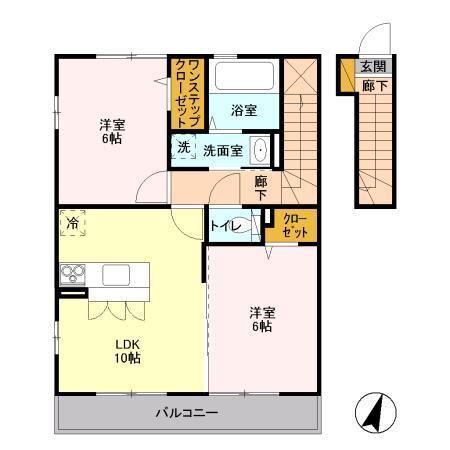 ミ・カーサ(2LDK/2階)の間取り写真