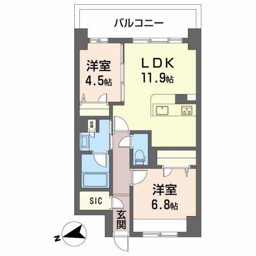 ケイマン(2LDK/10階)の間取り写真